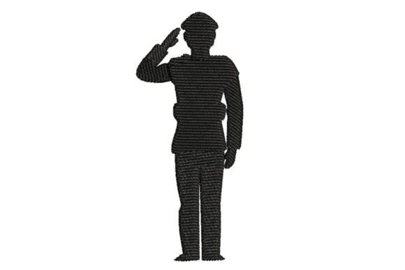 Army Officer Saluting Silhouette Embroidery Design