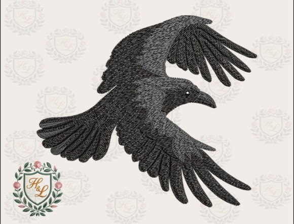 Black Bird Flying Embroidery Files
