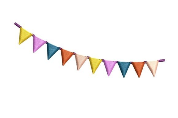 Colorful Party Bunting Banner Embroidery Design