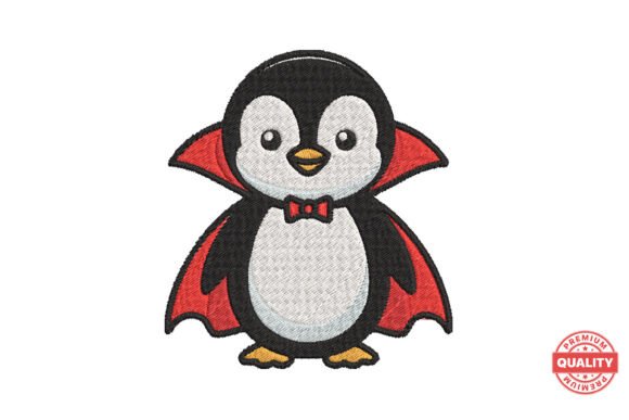 Cute Vampire Penguin Embroidery
