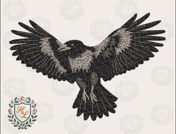 Dramatic Raven Wings Embroidery Files