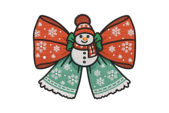 Festive Snowman Bow Embroidery