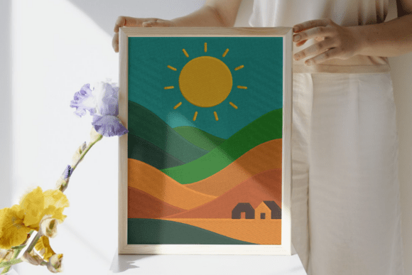 Golden Sun Hills Embroidery Design-Digital File