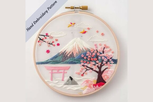 Japanese Landscape Hand Embroidery Patte