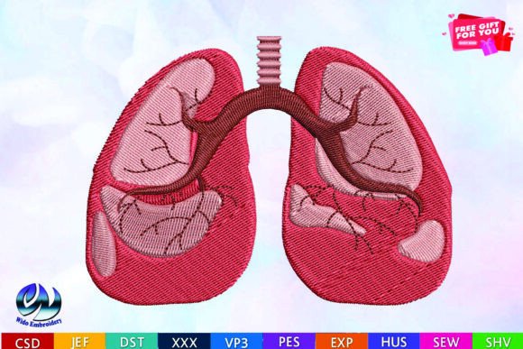 Lungs Embroidery Design