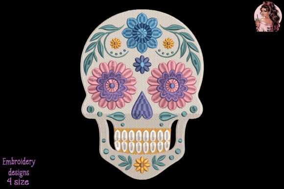 Mexican Festival Skull Embroidery