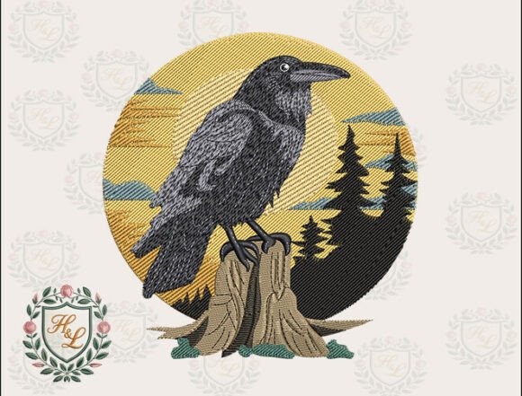 Nature Forest Raven Embroidery Files