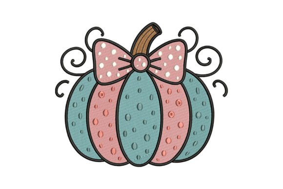 Pastel Pumpkin Bow Embroidery Design