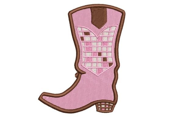 Pink Disco Cowgirl Boot Embroidery Design
