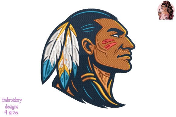 Proud Native Warrior Portrait Embroidery