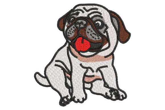 Pug Dog Embroidery Design
