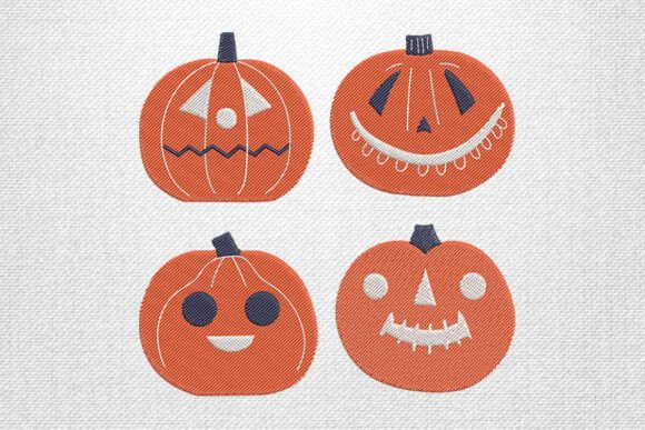 Pumpkin Faces Embroidery Design Set