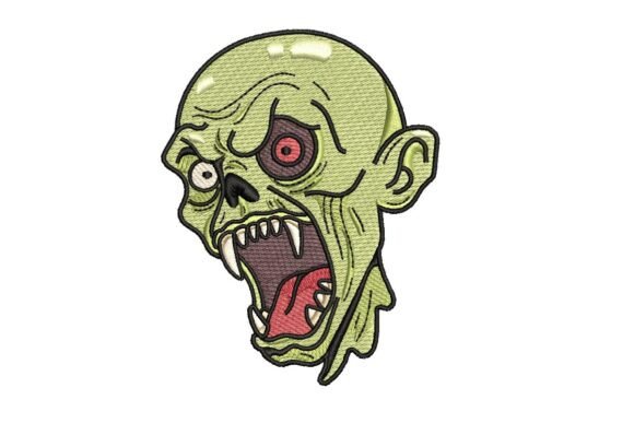 Scary Zombie Head Embroidery Design